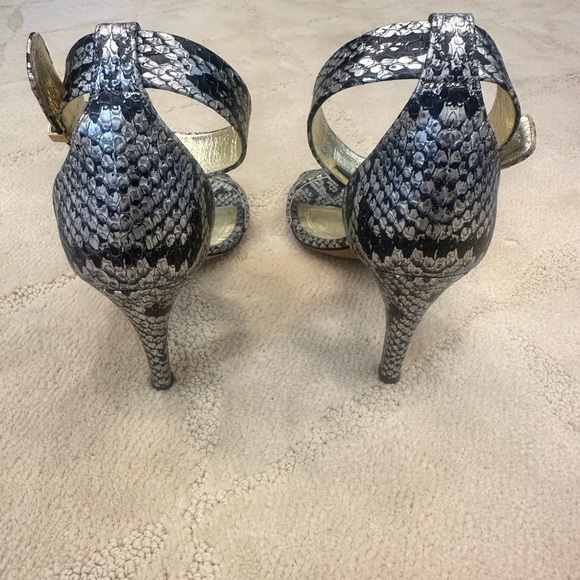 Celine ankle strap python snake skin silver and black stiletto heels, size 36 - Picture 6 of 14